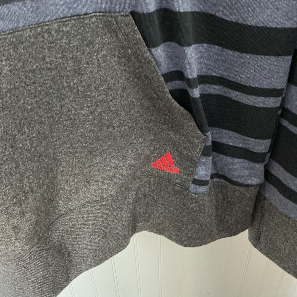 Adidas Ultimate Hoodie Gray, Black and Blue Striped Hoodie - Picture 3 of 6